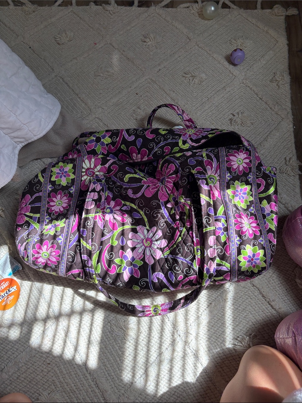 Vera Bradley Purple Floral Quilted Travel Duffel